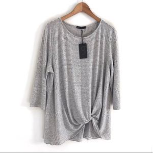 NWT Gibson top blouse shirt women’s XXL front twist striped